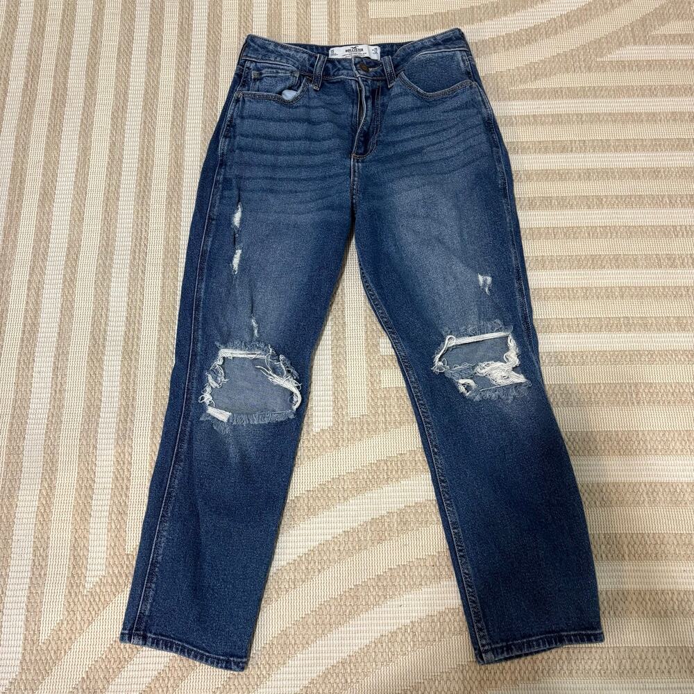 Hollister Co. Distressed Women's Ripped Curvy High Rise Mom Jean W25 L25
